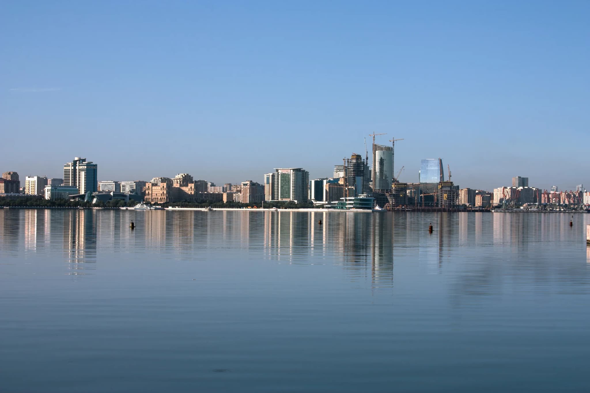 Azerbaijan Baku harbor panorama